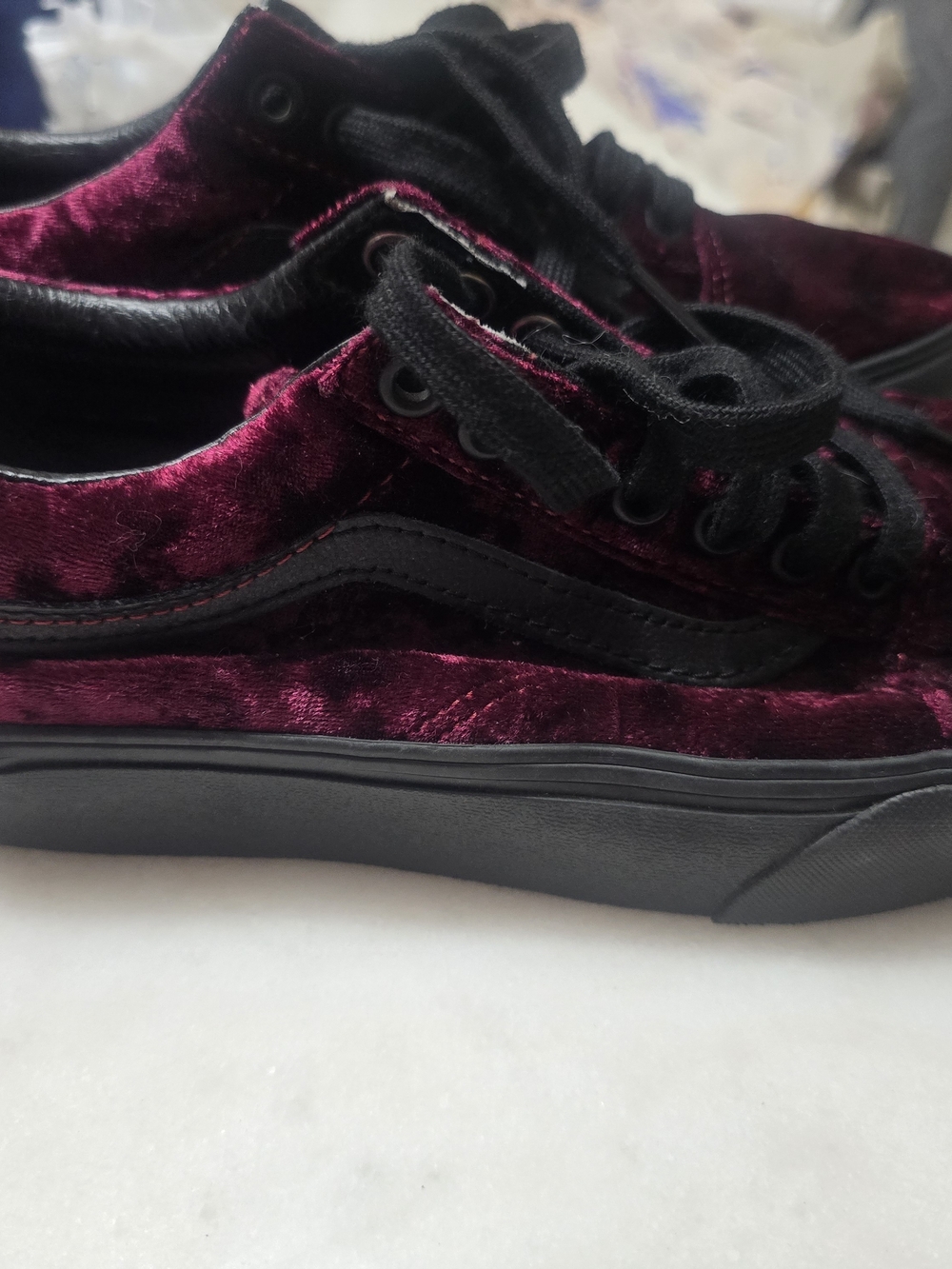 Vans Old Skool Platform Crushed Velvet Sneakers - Burnt Russet - Picture 3 of 9